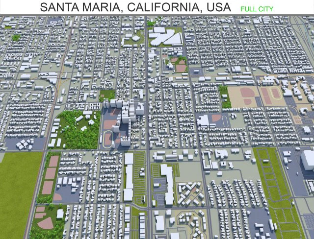 santa maria city california usa 20km 3D Model .c4d .max .obj .3ds .fbx .stl .blend