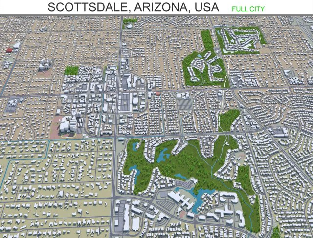 scottsdale city arizona usa 60km 3D Model .c4d .max .obj .3ds .fbx .stl .blend 