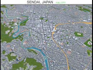 ciudad de sendai jap&oacute;n 70 km Modelo 3D