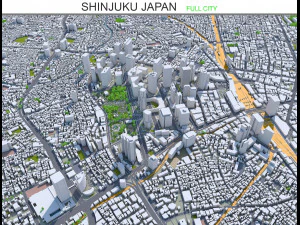 cidade de Shinjuku Jap&atilde;o 20 km Modelo 3D