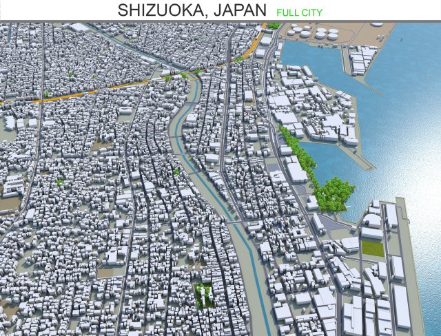 shizuoka city japan 90km Model 3D .c4d .max .obj .3ds .fbx .stl .blend 