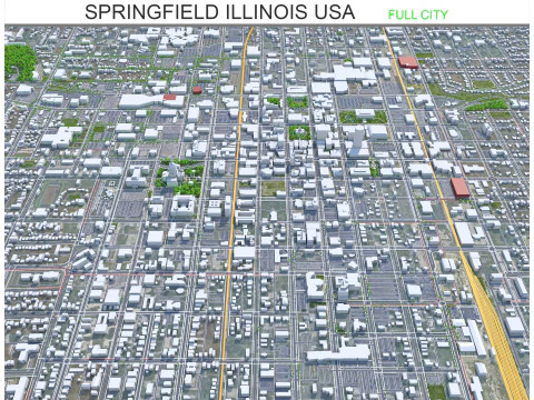 Cidade de Springfield, Illinois, EUA, 40 km Modelo 3D