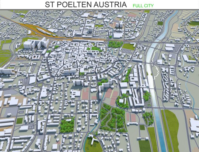 st poelten city austria 30km 3D Модель .c4d .max .obj .3ds .fbx .stl .blend 