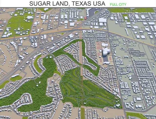 sugar land city texas usa 25km 3D मॉडल .c4d .max .obj .3ds .fbx .stl .blend 