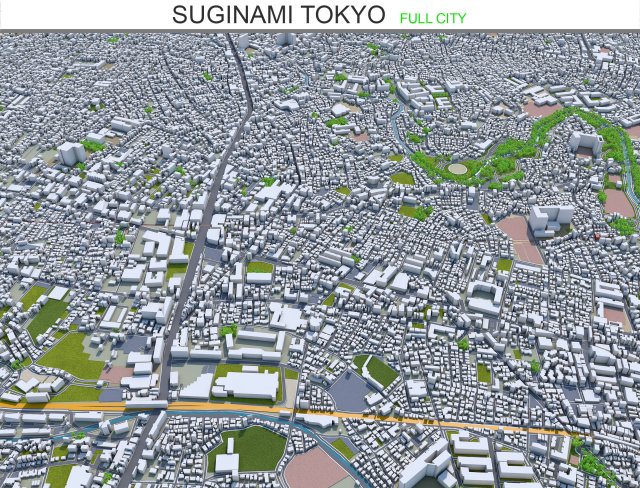 suginami city tokyo 10km 3D Model .c4d .max .obj .3ds .fbx .stl .blend 
