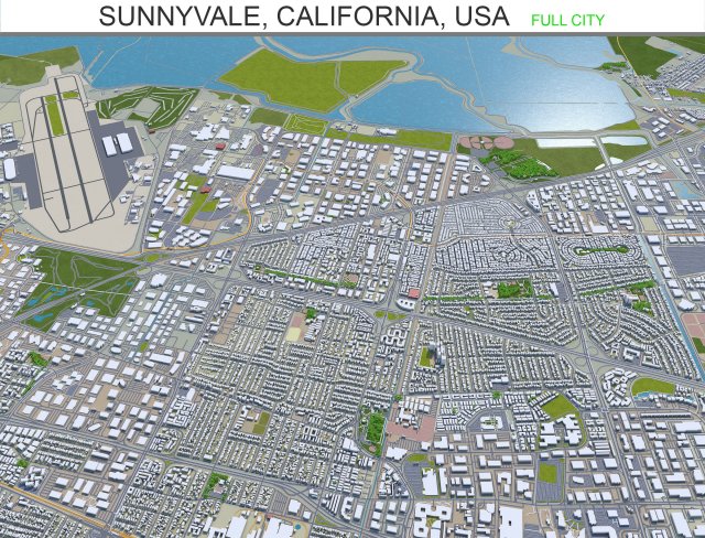 sunnyvale city california usa 20km Modelo 3D .c4d .max .obj .3ds .fbx .stl .blend 