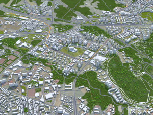 Suwon si Gyeonggi do city South Korea 30km 3D Model
