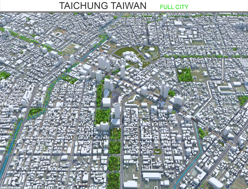 Taichung city taiwan 120km 3D Модель .c4d .max .obj .3ds .fbx .stl .blend 