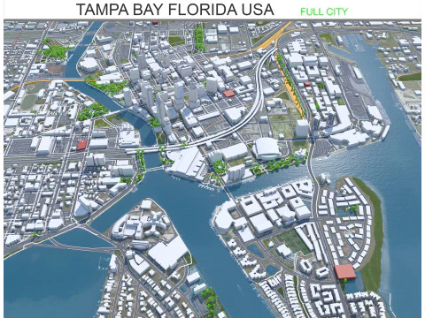 Тампа Бей Сіті Флорида США 90 км 3D Модель