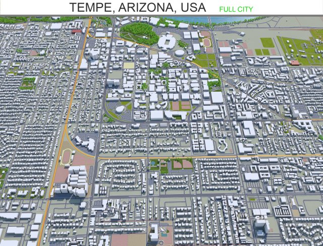 Tempe city arizona usa 20km 3D Модель .c4d .max .obj .3ds .fbx .stl .blend 