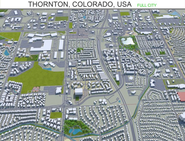 thornton city colorado usa 30km 3D Model .c4d .max .obj .3ds .fbx .stl .blend 