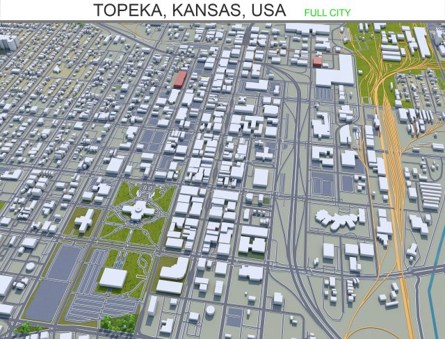 topeka city kansas usa 30km Modello 3D .c4d .max .obj .3ds .fbx .stl .blend