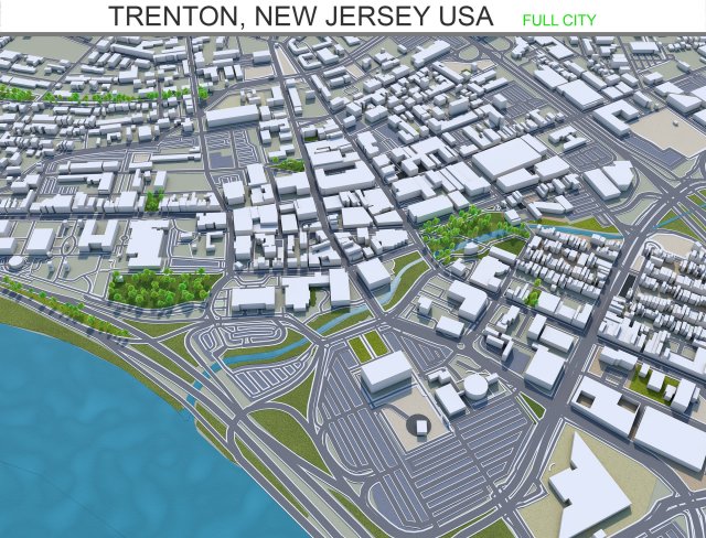 trenton city new jersey usa 20km 3D Model .c4d .max .obj .3ds .fbx .stl .blend 