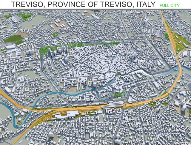 treviso province of treviso city italy 20km 3D Model .c4d .max .obj .3ds .fbx .stl .blend 