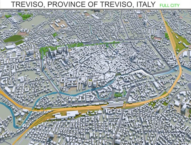 treviso prov&iacute;ncia de treviso cidade it&aacute;lia 20km Modelo 3D .c4d .max .obj .3ds .fbx .stl .blend 