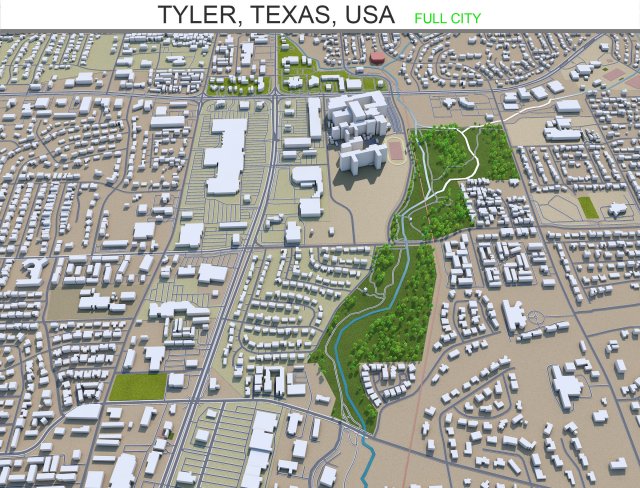 tyler city texas usa 35km Modelo 3D .c4d .max .obj .3ds .fbx .stl .blend