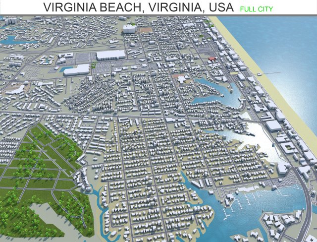 virginia beach city virginia usa 60km 3D Model .c4d .max .obj .3ds .fbx .stl .blend 
