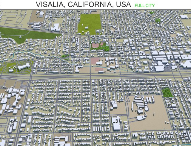 visalia city california usa 25km 3D Model .c4d .max .obj .3ds .fbx .stl .blend 