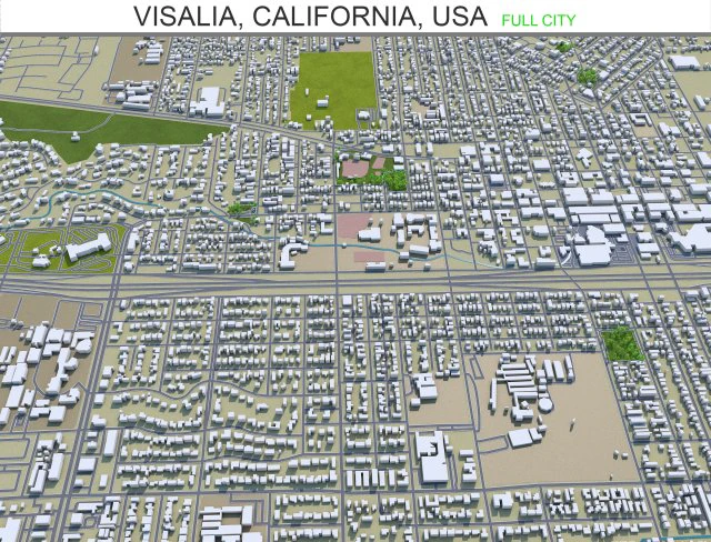비살리아 시티 캘리포니아 미국 25km 3D 모델 .c4d .max .obj .3ds .fbx .stl .blend 