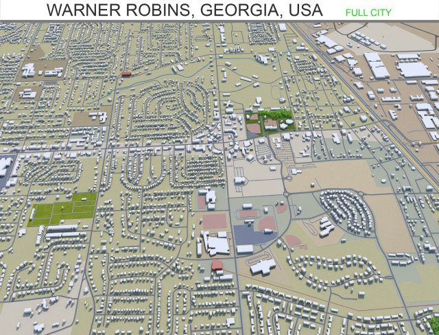 warner robins city georgia usa 30km 3D Model .c4d .max .obj .3ds .fbx .stl .blend 