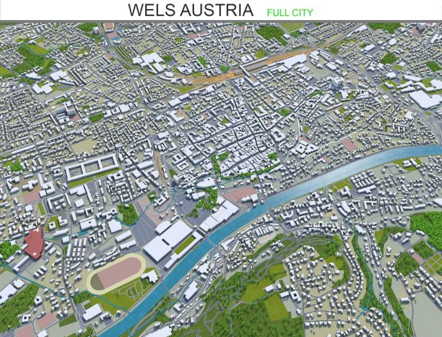 wels city austria 20km 3D Model .c4d .max .obj .3ds .fbx .stl .blend 