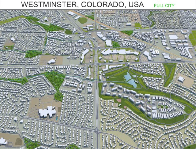 Westminster City, Colorado, USA 30 km 3D Modell .c4d .max .obj .3ds .fbx .stl .blend 