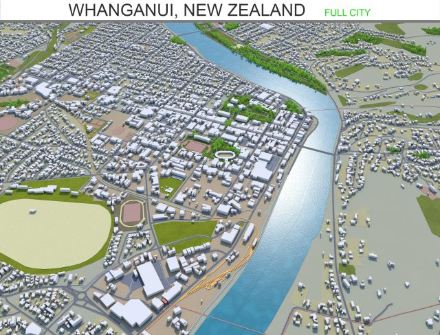 whanganui city new zealand 20km 3D मॉडल .c4d .max .obj .3ds .fbx .stl .blend 