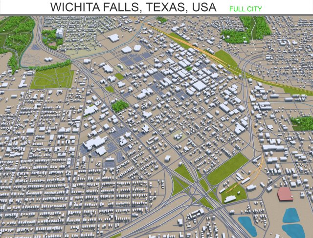 wichita falls city texas usa 30km Modelo 3D .c4d .max .obj .3ds .fbx .stl .blend