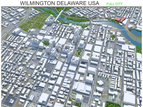 Wilmington city delaware usa 15km 3D Model