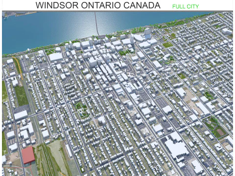 Віндзор, Онтаріо, Канада, 30 км 3D Модель