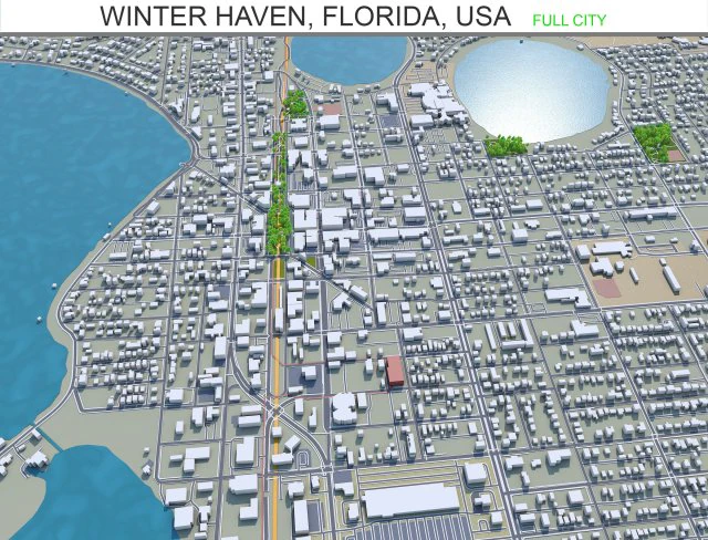 winter haven city florida usa 25km 3D Model .c4d .max .obj .3ds .fbx .stl .blend