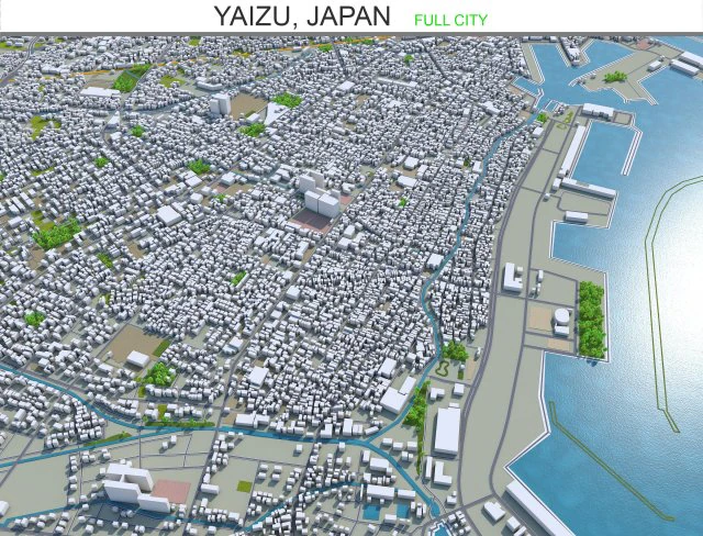 yaizu city japan 25km 3D Model .c4d .max .obj .3ds .fbx .stl .blend 