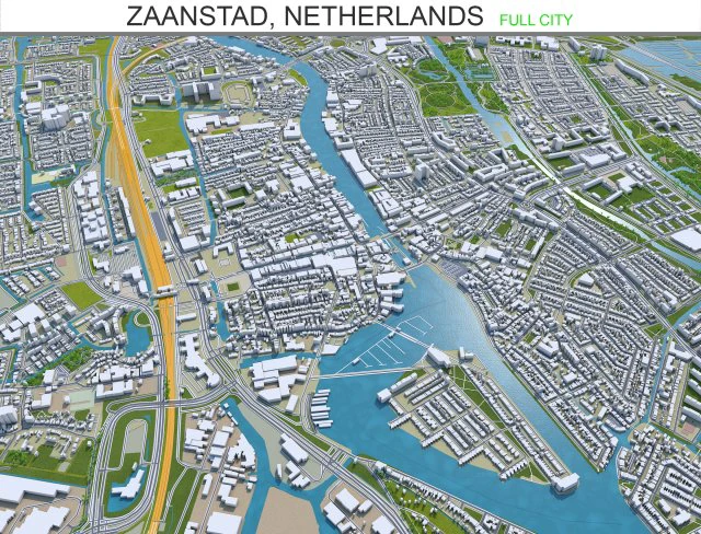 zaanstad city netherlands 25km 3D Model .c4d .max .obj .3ds .fbx .stl .blend 