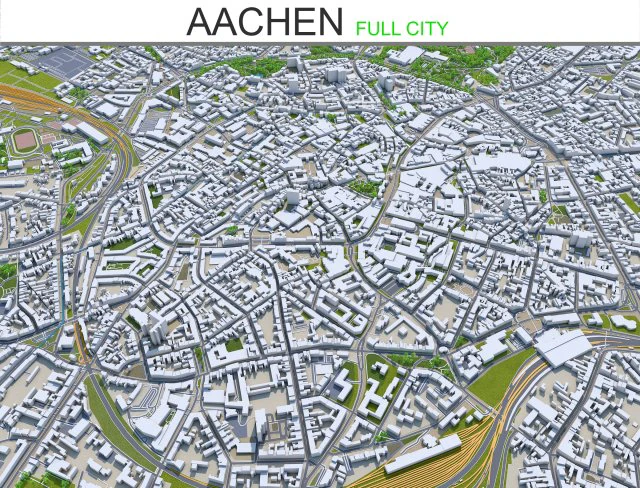 aachen city germany 30km 3D Model .c4d .max .obj .3ds .fbx .stl .blend 