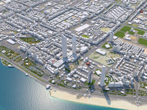 Cidade de Abu Dhabi Emirados &Aacute;rabes Unidos 70 km Modelo 3D