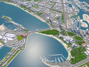 Cidade de Abu Dhabi Emirados &Aacute;rabes Unidos 70 km Modelo 3D