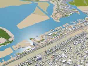 Cidade de Abu Dhabi Emirados &Aacute;rabes Unidos 70 km Modelo 3D