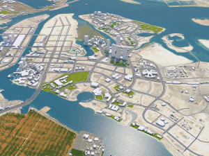 Cidade de Abu Dhabi Emirados &Aacute;rabes Unidos 70 km Modelo 3D