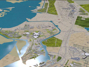 Cidade de Abu Dhabi Emirados &Aacute;rabes Unidos 70 km Modelo 3D