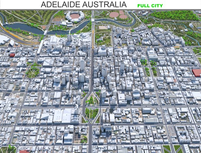 Adelaide city australia 65km 3D-Modell .c4d .max .obj .3ds .fbx .stl .blend 