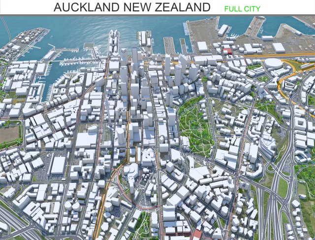 Auckland city new zealand 100km 3D Model .c4d .max .obj .3ds .fbx .stl .blend