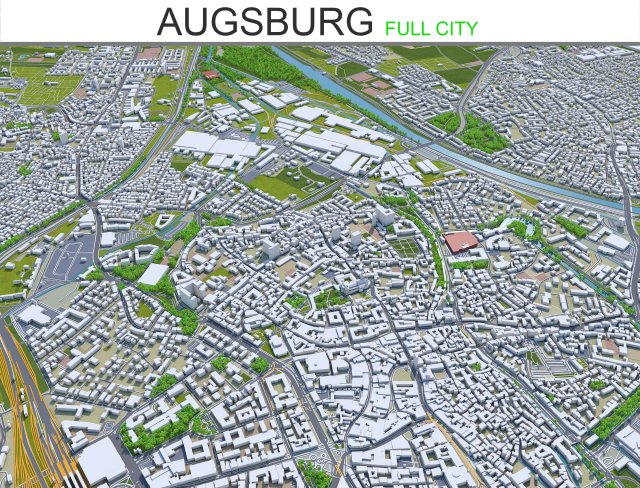 augsburg city germany 30km Modelo 3D .c4d .max .obj .3ds .fbx .stl .blend 
