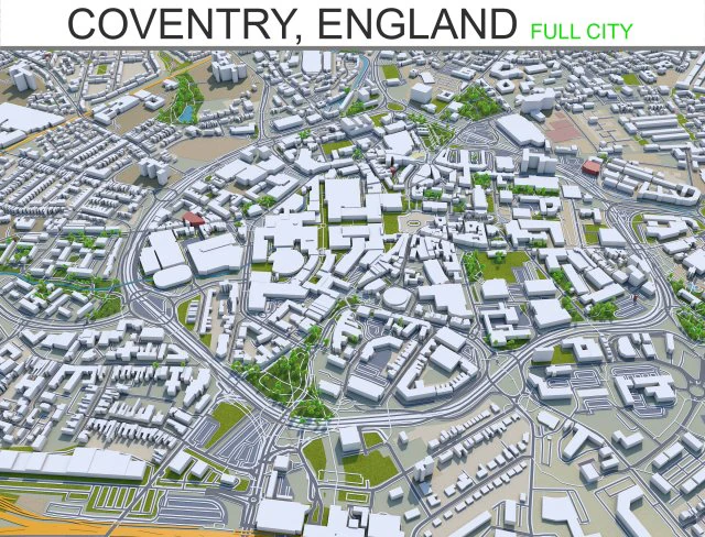 coventry city england 30km 3D Model .c4d .max .obj .3ds .fbx .stl .blend 