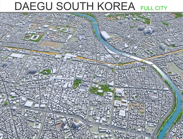 daegu city south korea 90km 3D Model .c4d .max .obj .3ds .fbx .stl .blend 