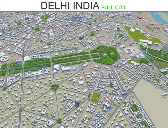 delhi city india 3D 모델 .c4d .max .obj .3ds .fbx .stl .blend 