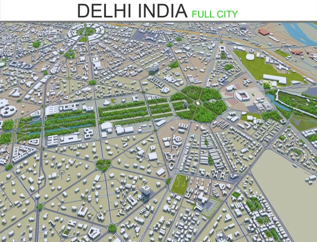 delhi city india 3D Model .c4d .max .obj .3ds .fbx .stl .blend 