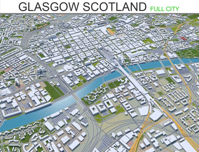 glasgow city scotland 3D Model .c4d .max .obj .3ds .fbx .stl .blend 
