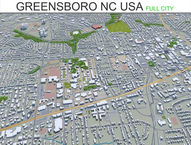 greensboro city north carolina usa 3D Модель .c4d .max .obj .3ds .fbx .stl .blend 
