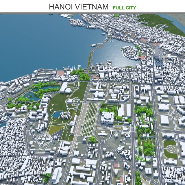 Hanoi city vietnam 30km 3D Model .c4d .max .obj .3ds .fbx .stl .blend 