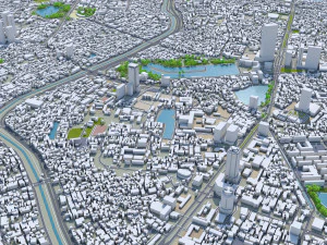 Cidade de Han&oacute;i, Vietn&atilde; 30 km Modelo 3D